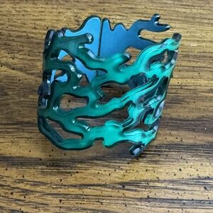 Acrylic Faux Green Cuff Bangle Bracelet Beach Summertime Coral